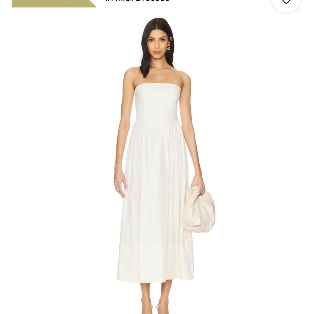 Elegant White Strapless Midi Dress